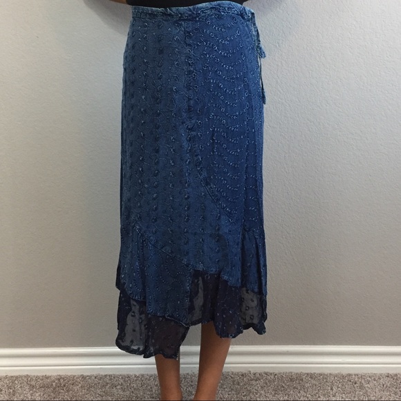 LAST ONE!! Sacred Threads Indigo Denim like Skirt - Picture 2 of 5